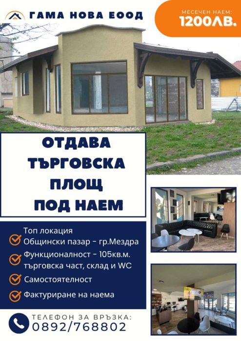 Дава се под наем Магазин в Мездра - 105 кв.м за 612 € - Снимка #1