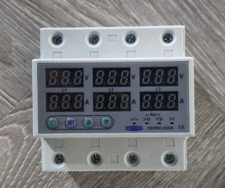 3х фазное реле контроля и чередования фаз. 63А