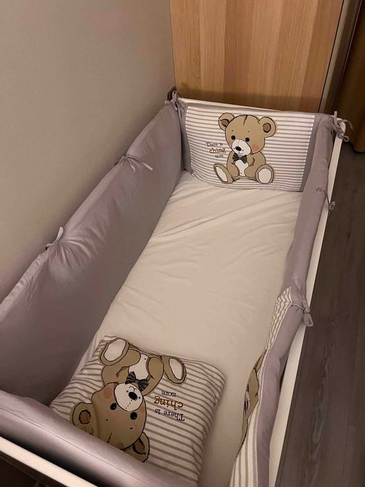 Kinderkraft Бебешко легло Nico 60x120 см бяло + Матрак и протектор