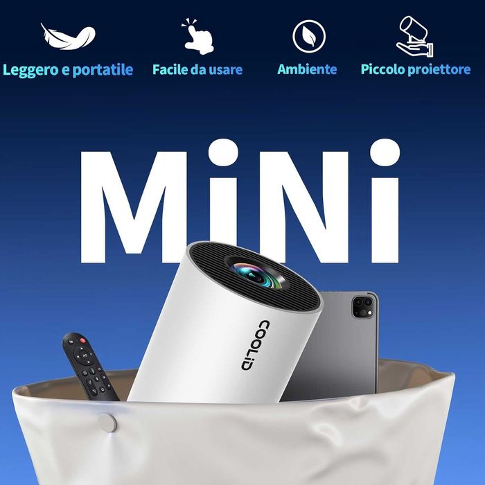 Мини проектор, преносим, ​​4K 1080P, с 5G WiFi BT 5.4, 180° ротационен