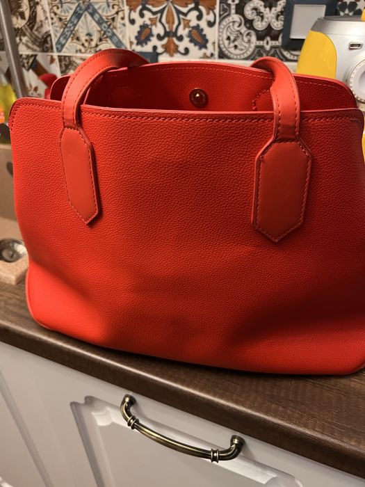 голяма чанта еко кожа червена