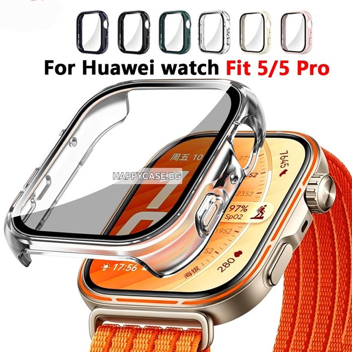 Huawei Watch Fit 5 / Fit 5 Pro / 360° Твърд пластмасов кейс с вграден протектор за екран