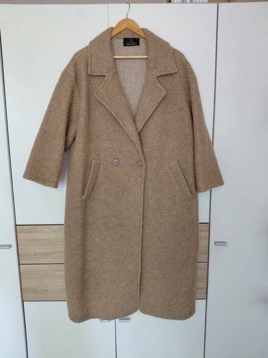 Дълго дамско палто One Size/ Oversize с 35% вълна
