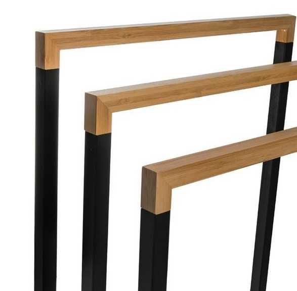 Стойка за кърпи, бамбук, Подова поставка за баня, 76см