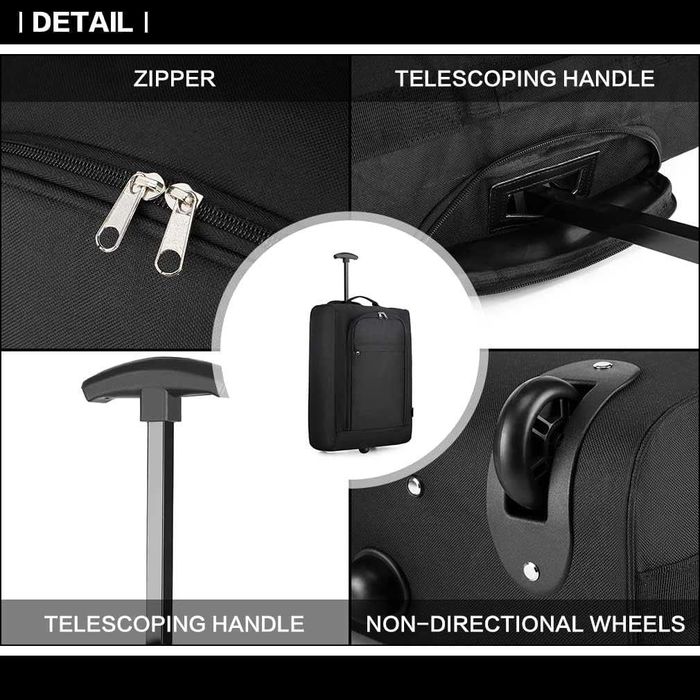 KONO лека ръчна куфарче на колелца 53x36x18 см черен