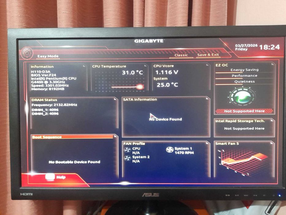 Kit  Gigabyte GA-H110-D3A + Procesor G4400 3,30 GHz +cooler + 8GB DDR4