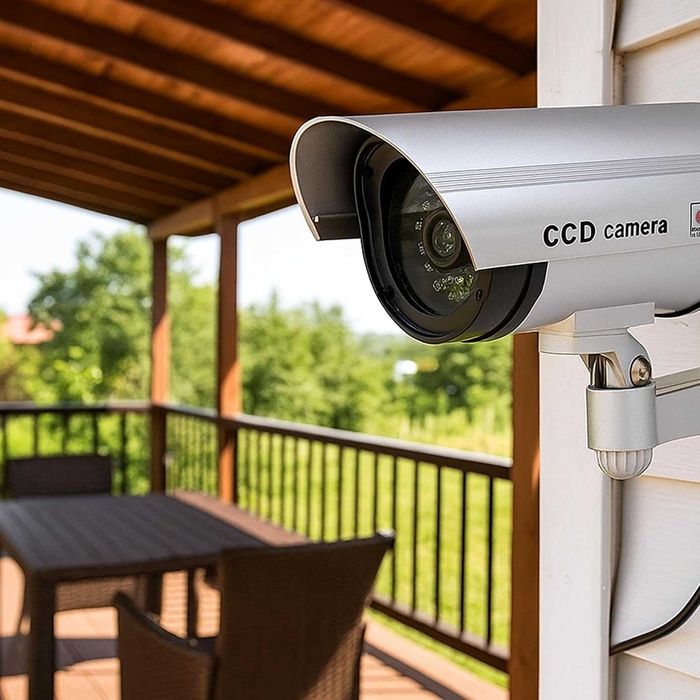 Camera de supraveghere falsa cu bec LED rosu pentru exterior interior