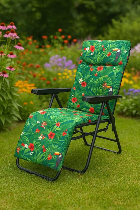 Scaun de gradina cu perna, reglaj pe pozitii, cadru metalic pliabil
