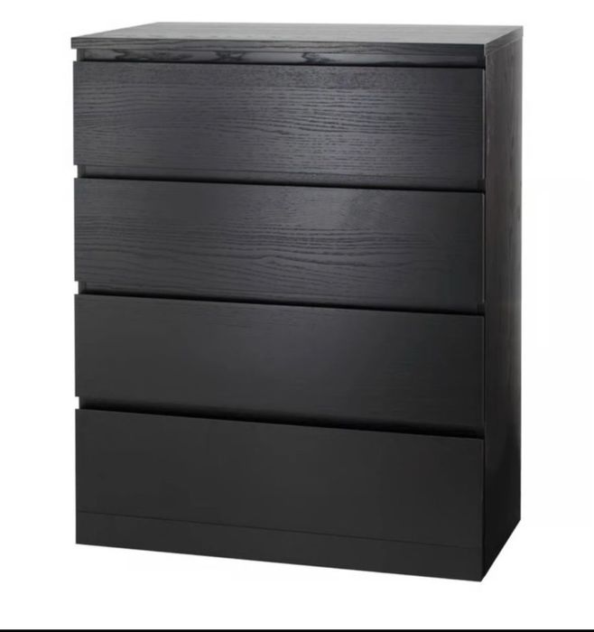 Comodă cu 4 sertare MALM 80x100 - NEGRU-MARO