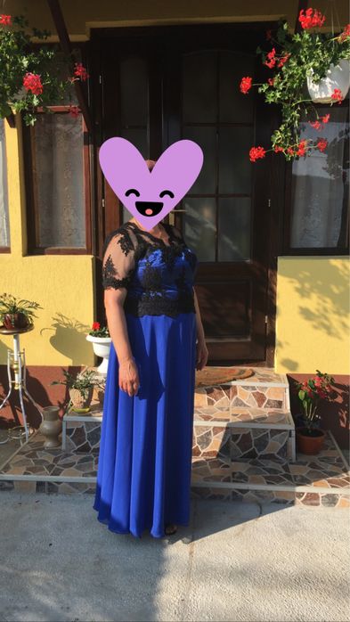Rochie albastra cu dantela elegantă de seara / nunta /