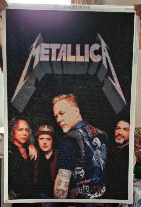 Уникален готов диамантен гоблен METALLICA в рамка – Голям размер 75х50