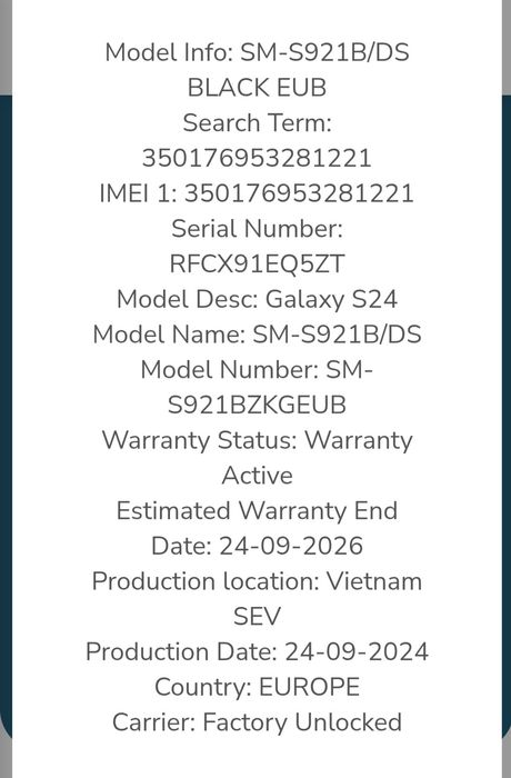 Samsung S24 256 GB 8 GB RAM  nou de sigilat