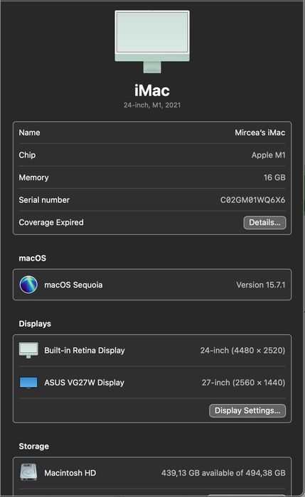 iMac M1 16gb Ram 512 SSD