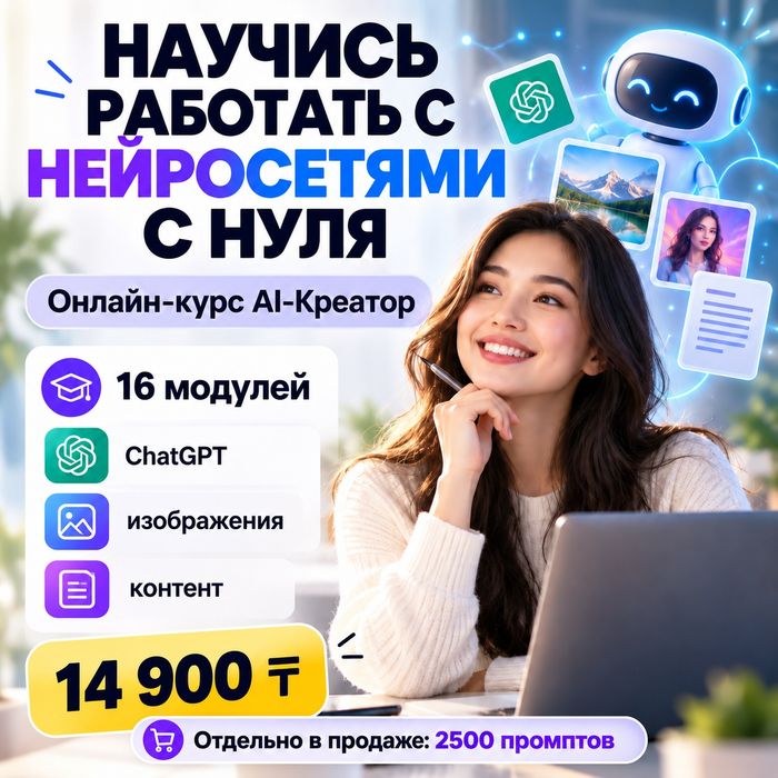 Курс по нейросетям с нуля | ChatGPT, изображения, контент