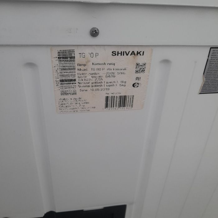 Ki yuvish moshinasi shivaki 600 min som yangide turibti