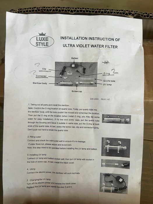 Lampa UV pentru apa potabila