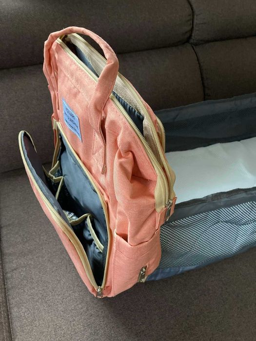 Многофункционална бебешка чанта/раница с кошара/легло