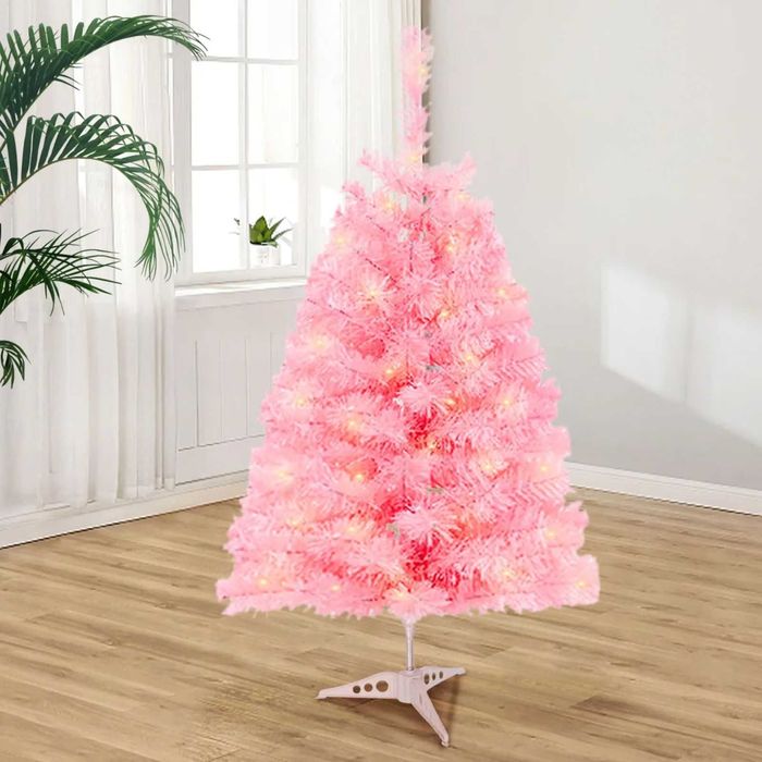 Brad Artificial De Craciun Roz, 90cm, Aspect real