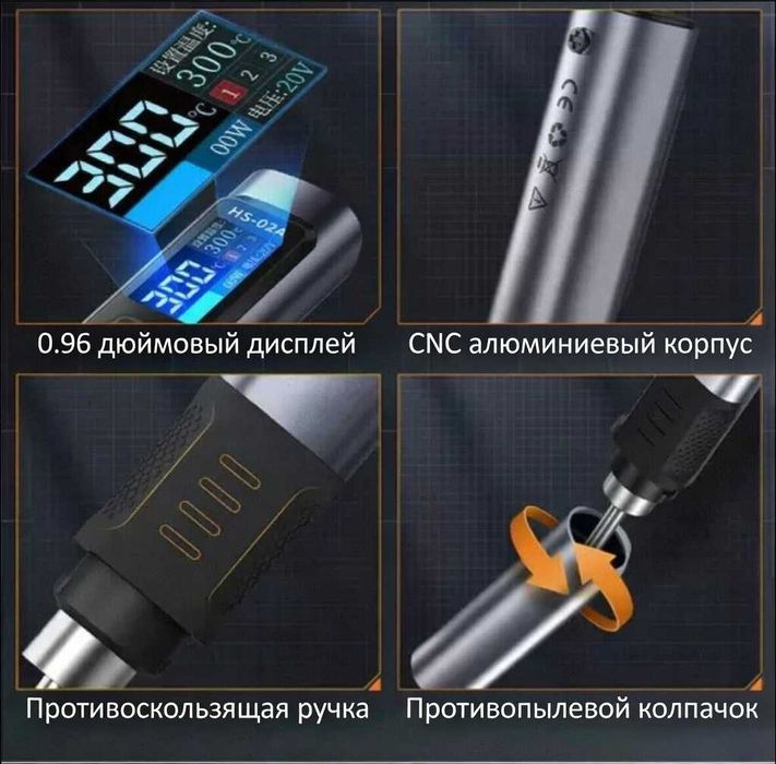 Портативный паяльник от бренда  "FNIRSI" HS02A PD 100 Вт