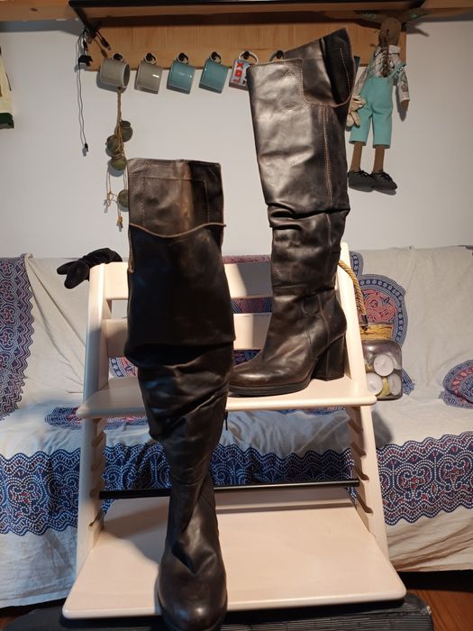 Cizme peste genunchi  PAPUCEIi din piele