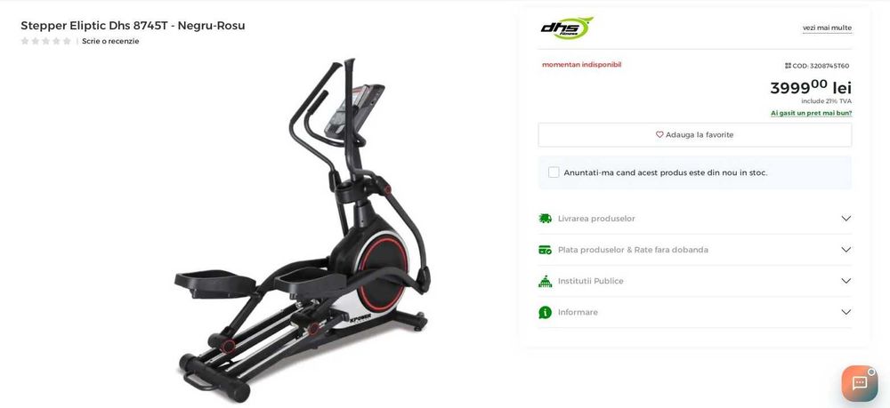 Stepper Eliptic Kpower- Negru-Rosu - Nou
