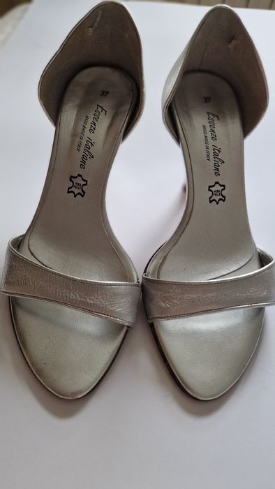 Sandale argintii piele interior exterior