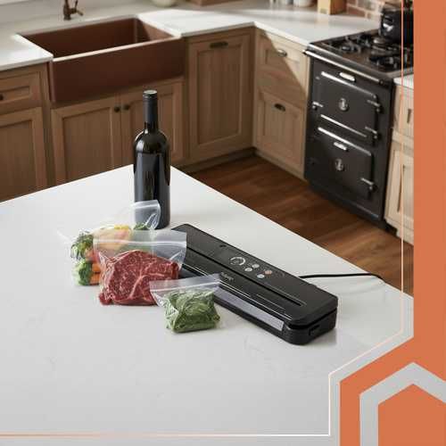 Вакуумна машина за запечатване на храна RUHHY 80 kPa, Вграден нож