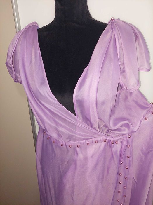 Capot/halat flu-flu cu perlute, mov, mărime universală