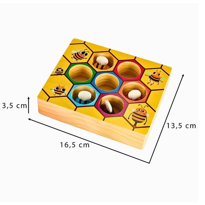 Дървена образователна играчка Пчелички с медена пита Монтесори