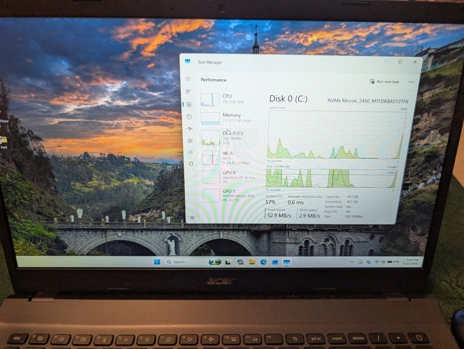 Laptop Gaming Acer aspire A715 - 32 GB ram