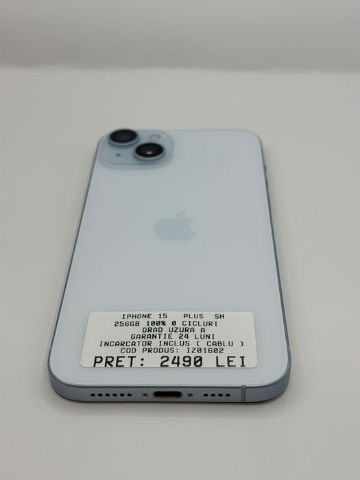Iphone 15 Plus 256GB 100% Albastru Garantie Rate BuyBack - zonemag.ro