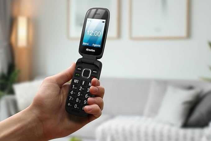 iCreation Черен сгъваем телефон, Bluetooth, USB-C и две SIM карти