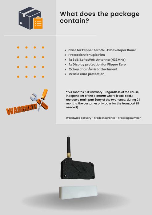 Carcasa placa Wi Fi Flipper Zero Dev Board + Antena 3Dbi--433Mhz, Alb