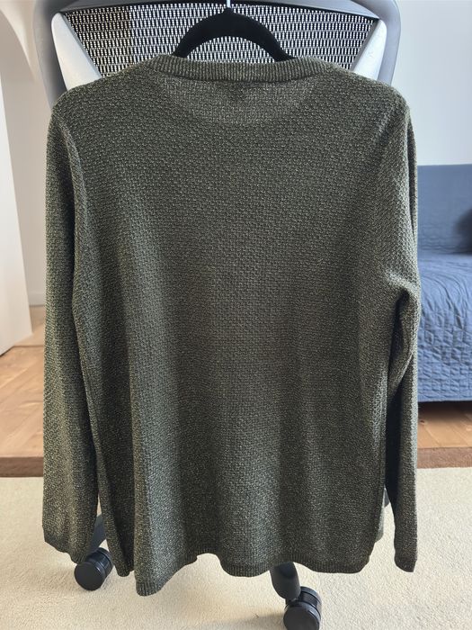 Bluza cardigan verde cu sclipici