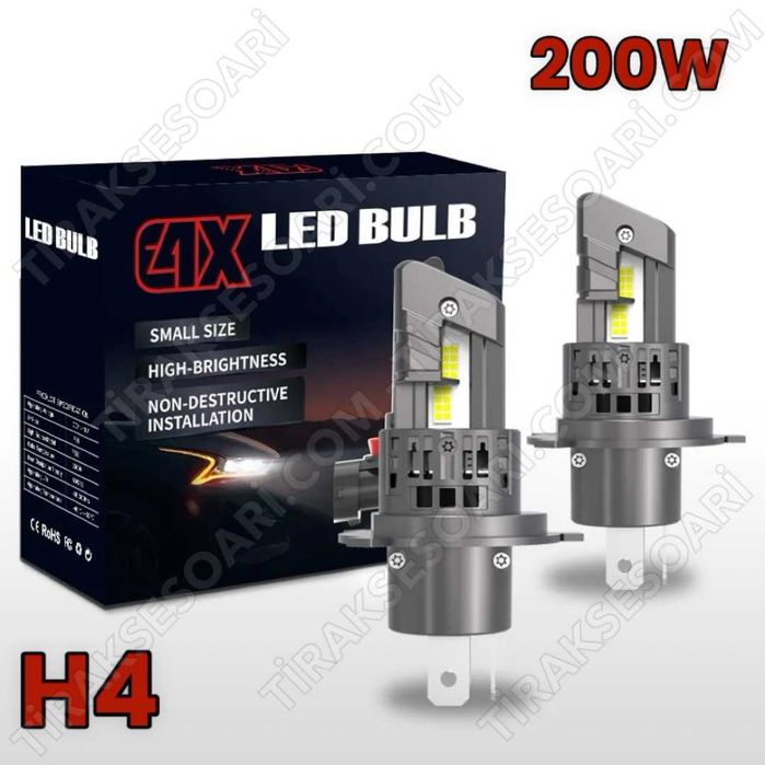 2024 Модел 200W LED Диодни крушки H4 12V 300% Светлина Директен Монтаж