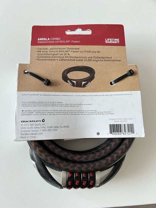 Antifurt Bicicletă Blackburn Angola Combo (fibră Kevlar, produs nou)