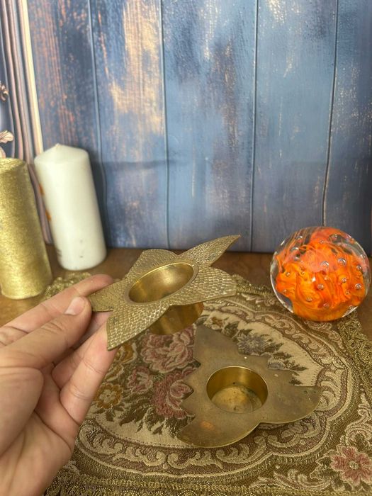 DN874 Set de 2 decoratiuni steluta si bradut sfesnic alama 12cm d 274g