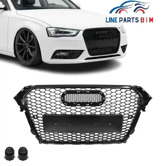 Grila Fagure Bara Fata RS Style AUDI A4 B8.5 Facelift / S4  (12-15), Negru Lucios, Suport emblema + numar inclus