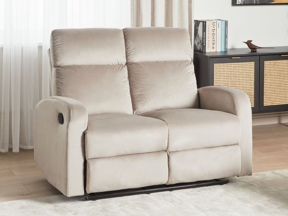 PROMOTIE! NOU Canapea "VERDAL" cu recliner manual, catifea, taupe