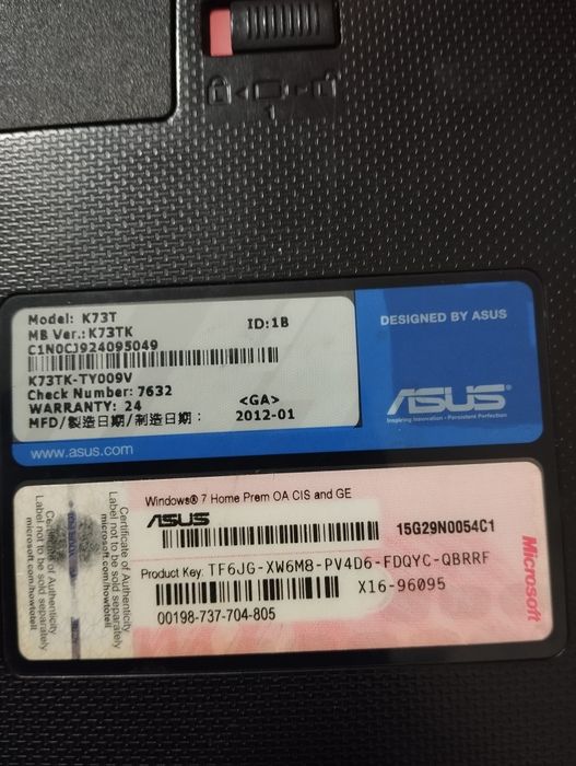 Продам ноутбук Asus K73T