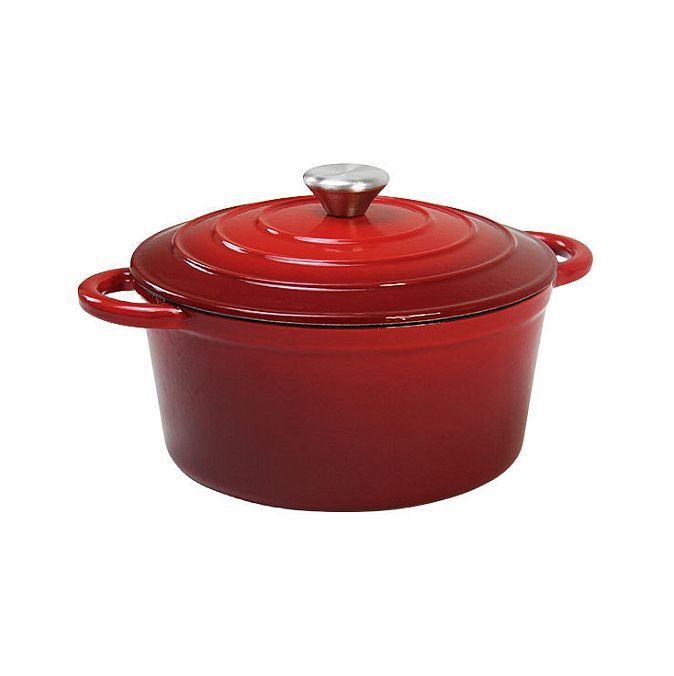 Cratita fonta emailata rosie cu capac 28cm 7litri