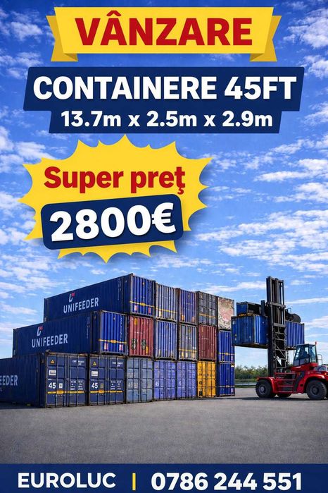 Container 45HC,  13.7m pentru depozitare