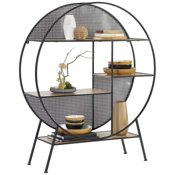 Голяма кръгла етажерка в индустриален стил