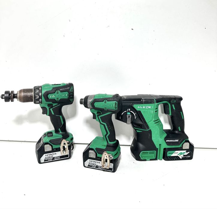 Set profesional HiKOKI 18V Brushless - Bormasina, Masina de insurubat cu impact, Ciocan rotopercutor + 2 acumulatori 5.0Ah