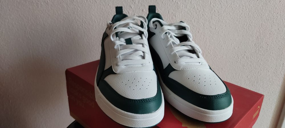 Спортни маратонки Puma (бели-зелени маратонки Пума)