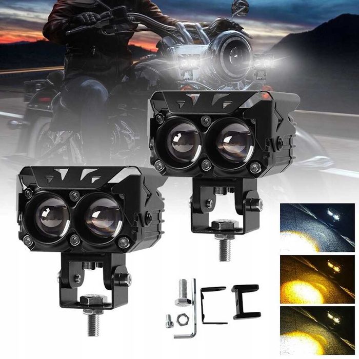 Универсални 2LED Халогени за Мотор 12V - БЯЛО/ЖЪЛТО