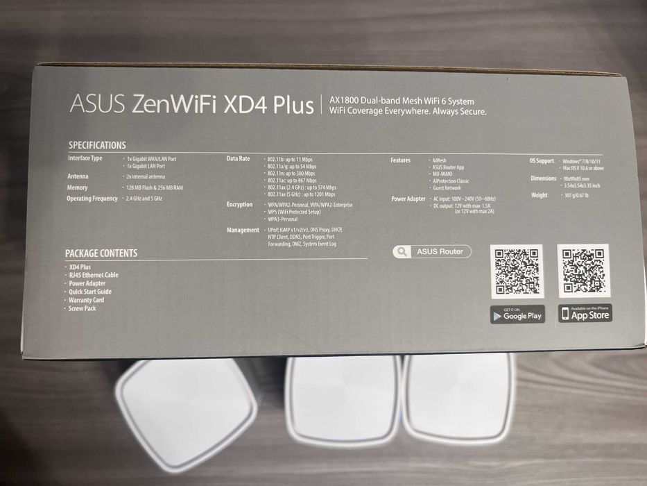 Sistem Mesh Asus ZenWifi XD4 Plus, 3 routere, DualBand, Wifi 6