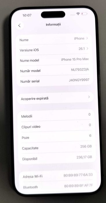 (AG 35) Telefon iPhone 15 Pro Max  b.34368-3650Lei Garantie 2ani!