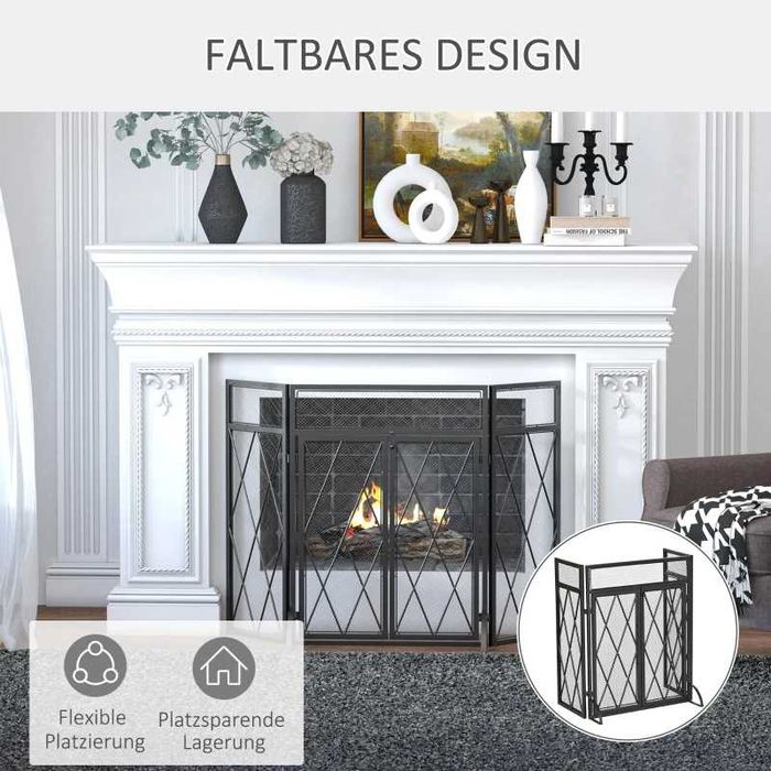 HOMCOM Защитен екран от искри, сгъваем, 3-частичен, 120 см x 79 см