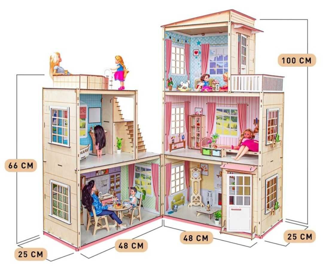 Игровой набор - кукольный домик для маленьких кукол - мебель, аксессуары, фигурки, подсветка